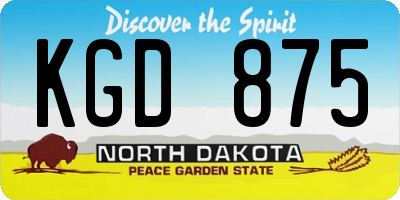 ND license plate KGD875