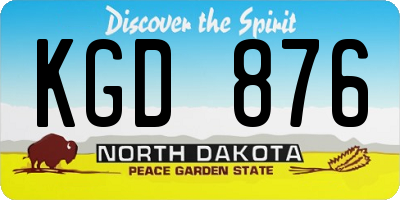 ND license plate KGD876