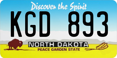 ND license plate KGD893