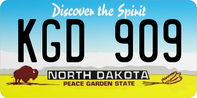ND license plate KGD909