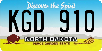 ND license plate KGD910