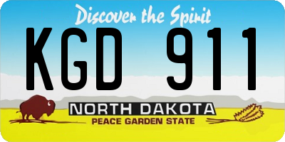 ND license plate KGD911