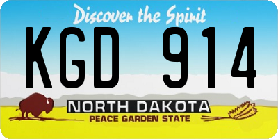 ND license plate KGD914