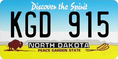 ND license plate KGD915
