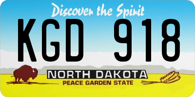 ND license plate KGD918