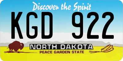 ND license plate KGD922