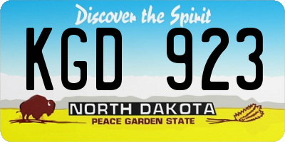ND license plate KGD923