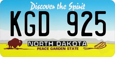 ND license plate KGD925