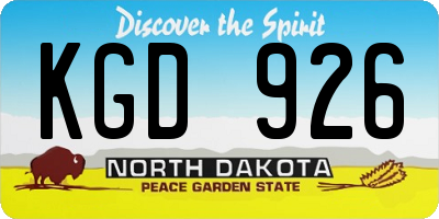 ND license plate KGD926