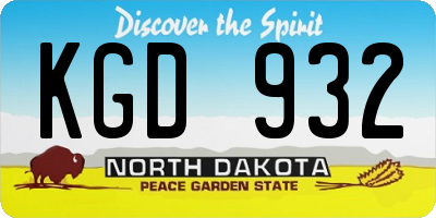 ND license plate KGD932