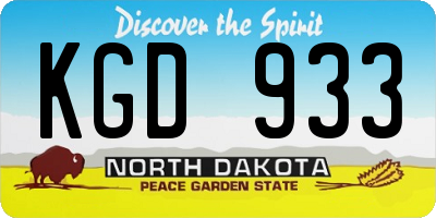 ND license plate KGD933