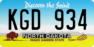 ND license plate KGD934