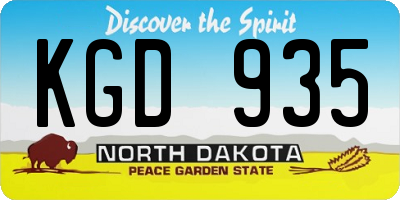 ND license plate KGD935
