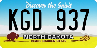 ND license plate KGD937