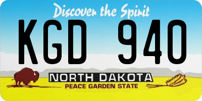 ND license plate KGD940