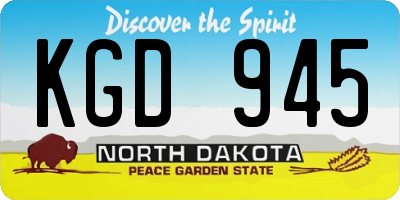 ND license plate KGD945