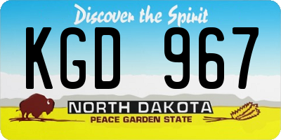 ND license plate KGD967