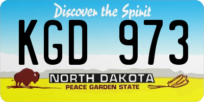 ND license plate KGD973