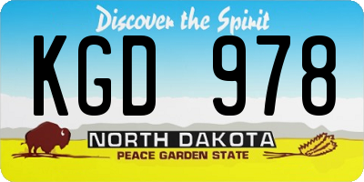 ND license plate KGD978