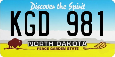ND license plate KGD981