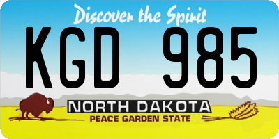 ND license plate KGD985