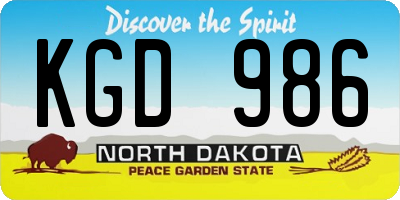 ND license plate KGD986