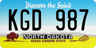 ND license plate KGD987