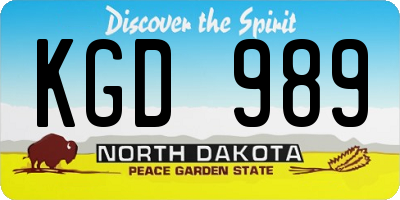 ND license plate KGD989