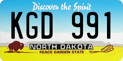 ND license plate KGD991