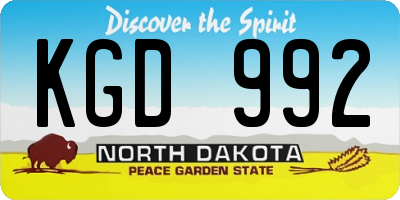 ND license plate KGD992