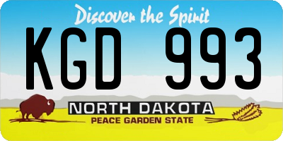 ND license plate KGD993