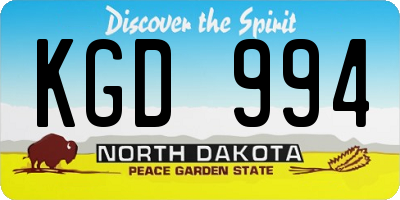 ND license plate KGD994