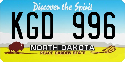 ND license plate KGD996