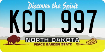 ND license plate KGD997