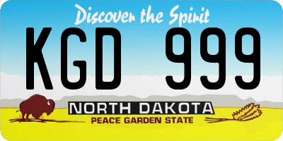 ND license plate KGD999