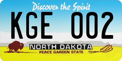 ND license plate KGE002