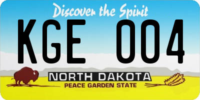 ND license plate KGE004