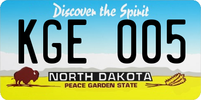 ND license plate KGE005