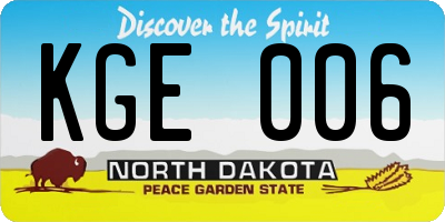 ND license plate KGE006