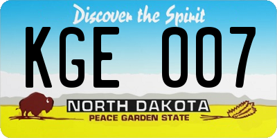 ND license plate KGE007