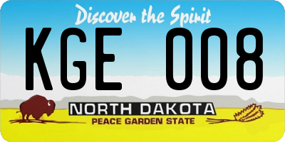 ND license plate KGE008