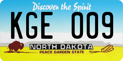 ND license plate KGE009