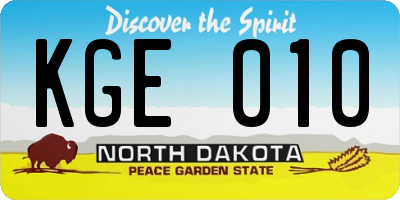 ND license plate KGE010