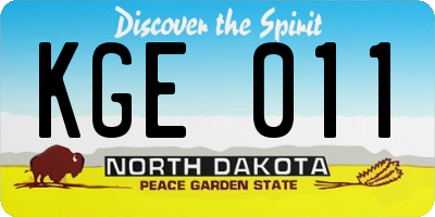 ND license plate KGE011