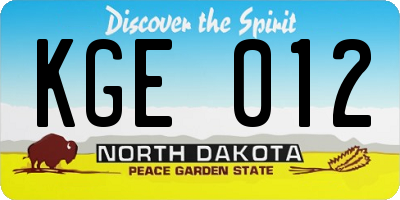 ND license plate KGE012