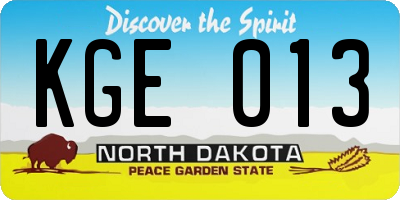 ND license plate KGE013