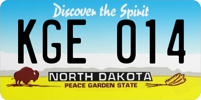 ND license plate KGE014