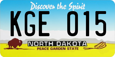 ND license plate KGE015