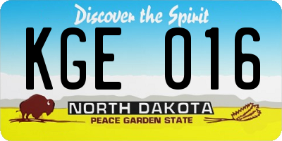 ND license plate KGE016