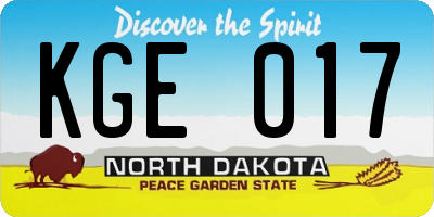 ND license plate KGE017